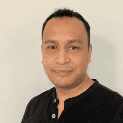 Bigyan Rajbhandari's face.